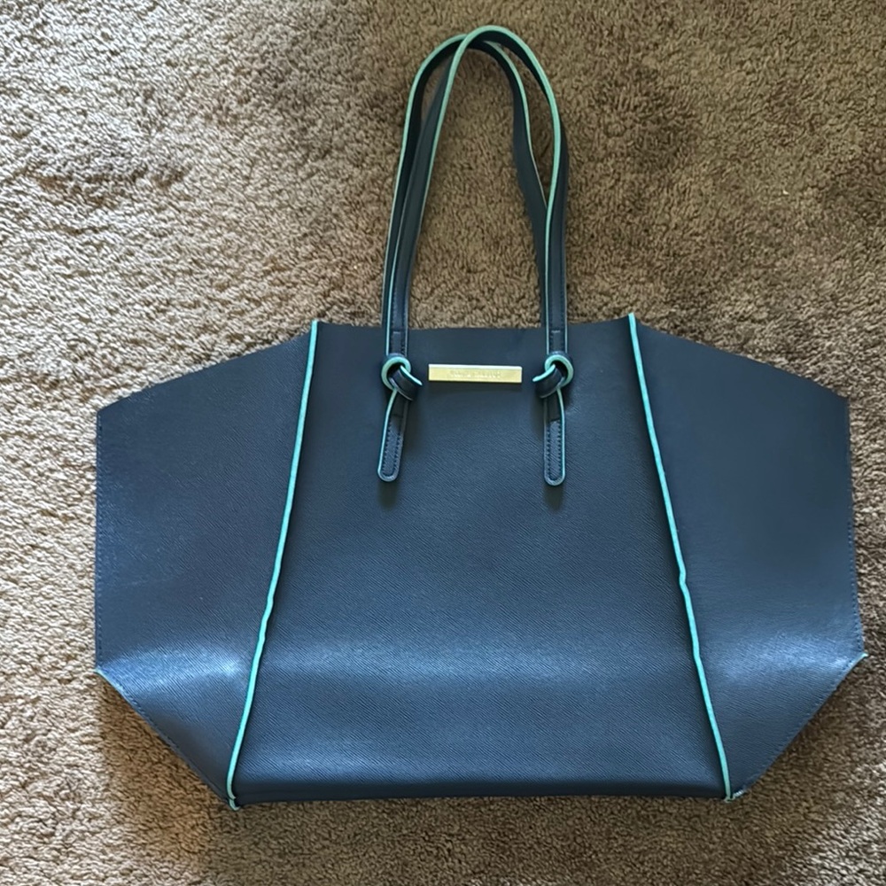 Vince Camuto Extra Large Navy and Teal Tote Bag